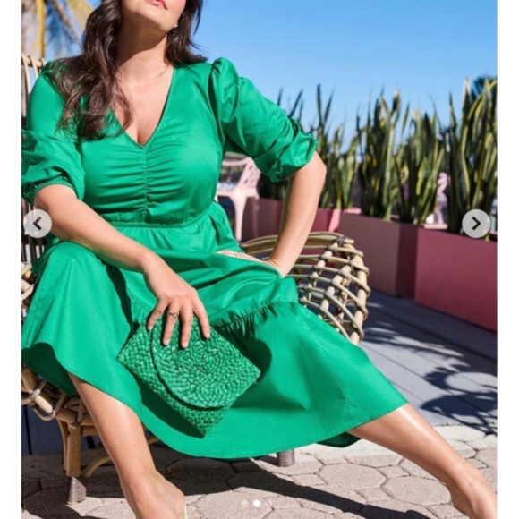 🆕 Green Midi Cotton Poplin Tiered Dress 3 3X 22 24 NWT Torrid New! - Picture 5 of 6